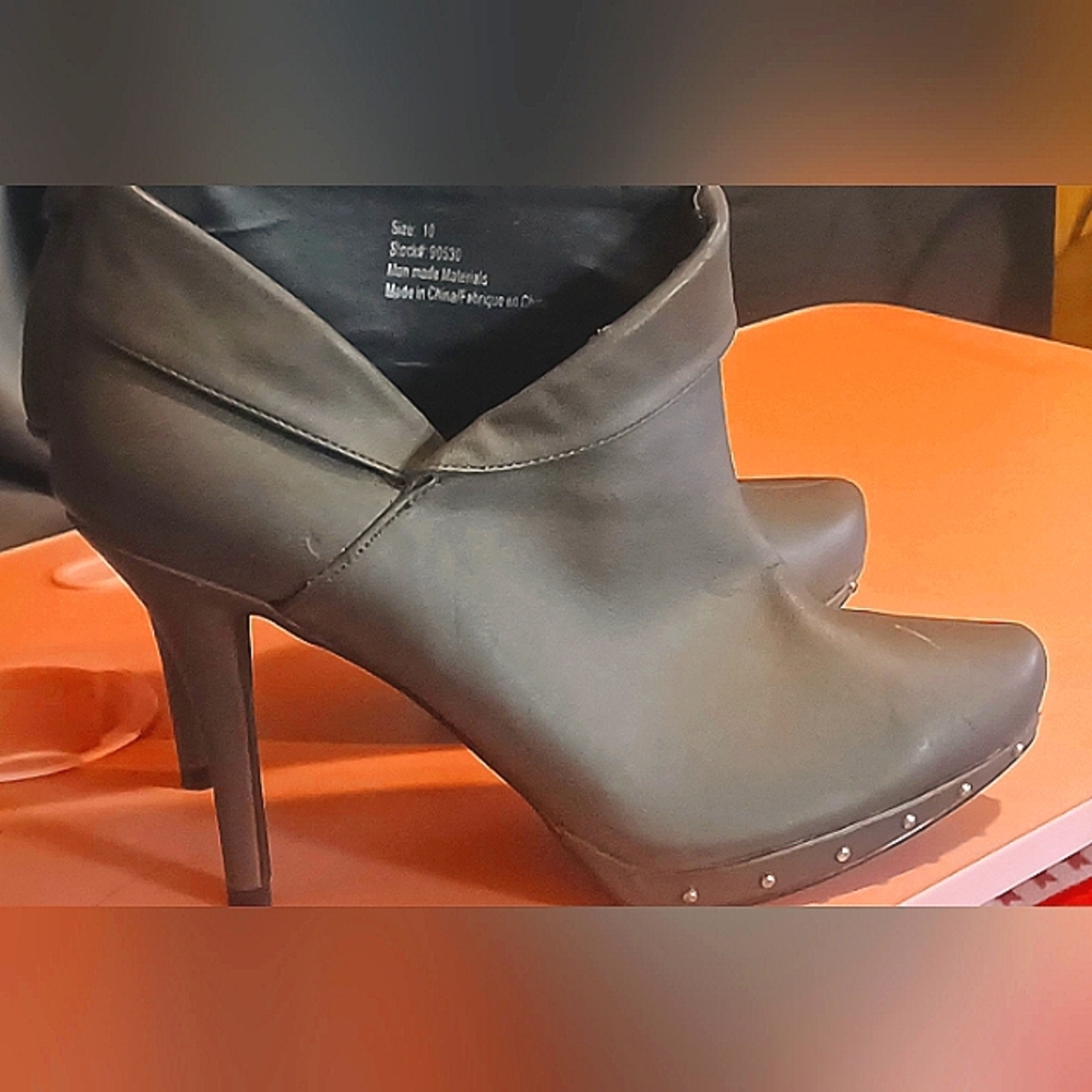 Elegant Grey High Heel Ankle Boots